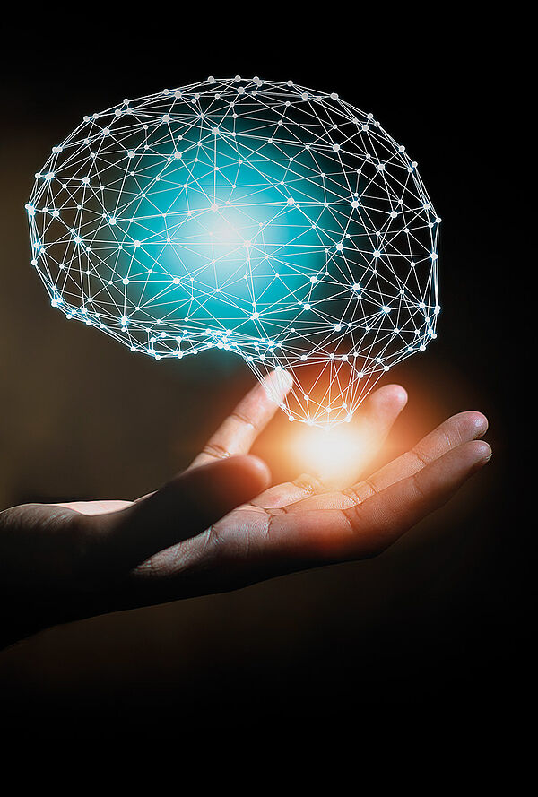 Image d'un cerveau dans une main