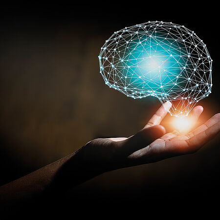 Image d'un cerveau dans une main