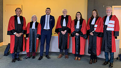 Jules Lechene et son jury de thèse.