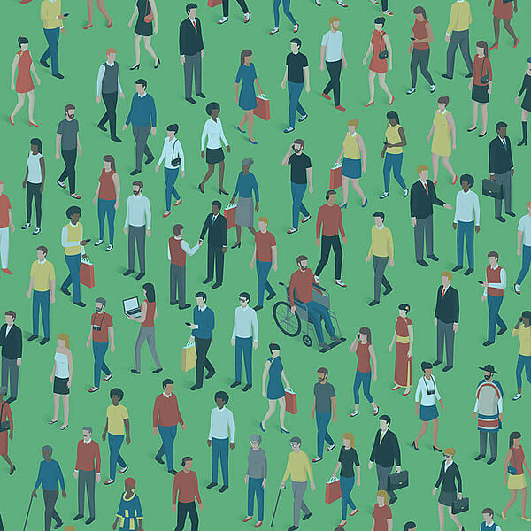 Foule représentée en personnages graphiques